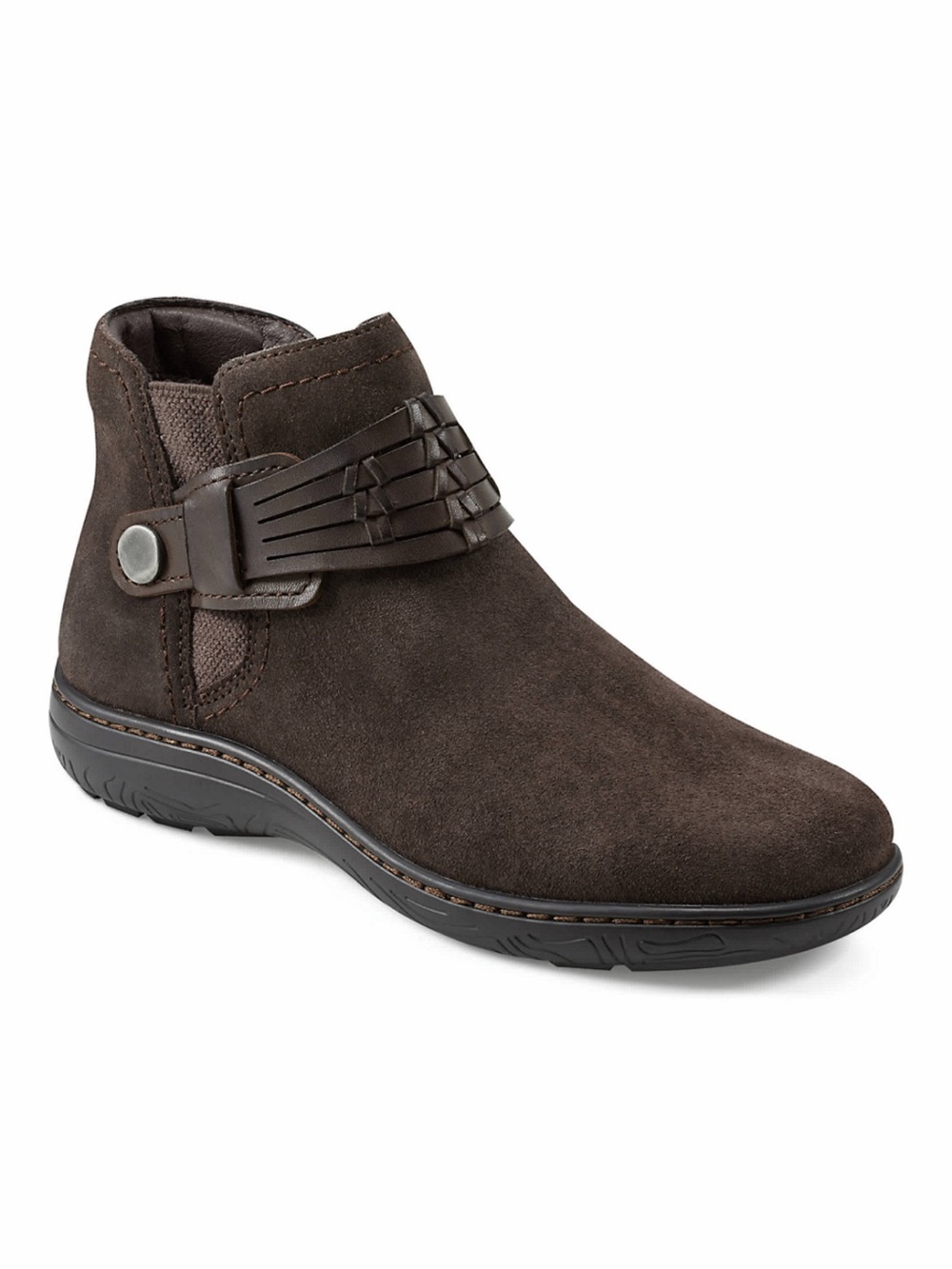 Earth Synal Dark Brown Suede Boots with Strap Detail Size 11 W